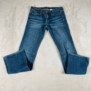 J. Crew Jeans Women 28R Medium Wash Blue Denim Hipslung Bootcut Stretch Mid Rise